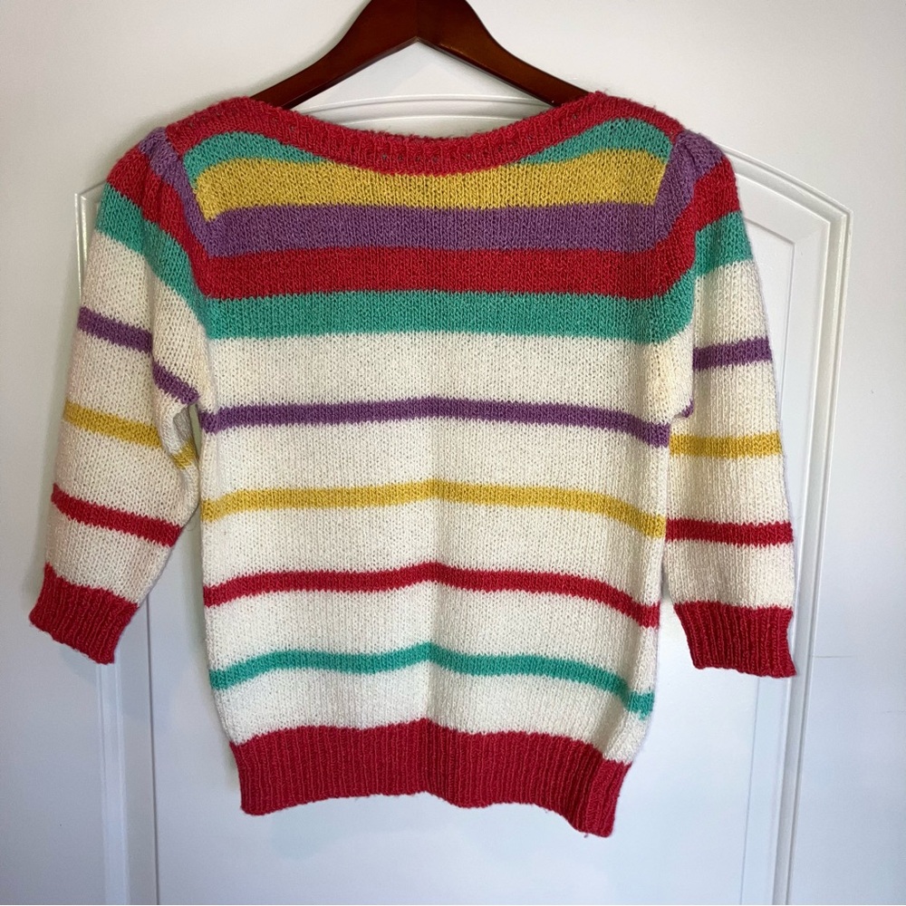 Vintage Sheridan Unique Inc. 80s Rainbow Striped knit Sweater Sz M